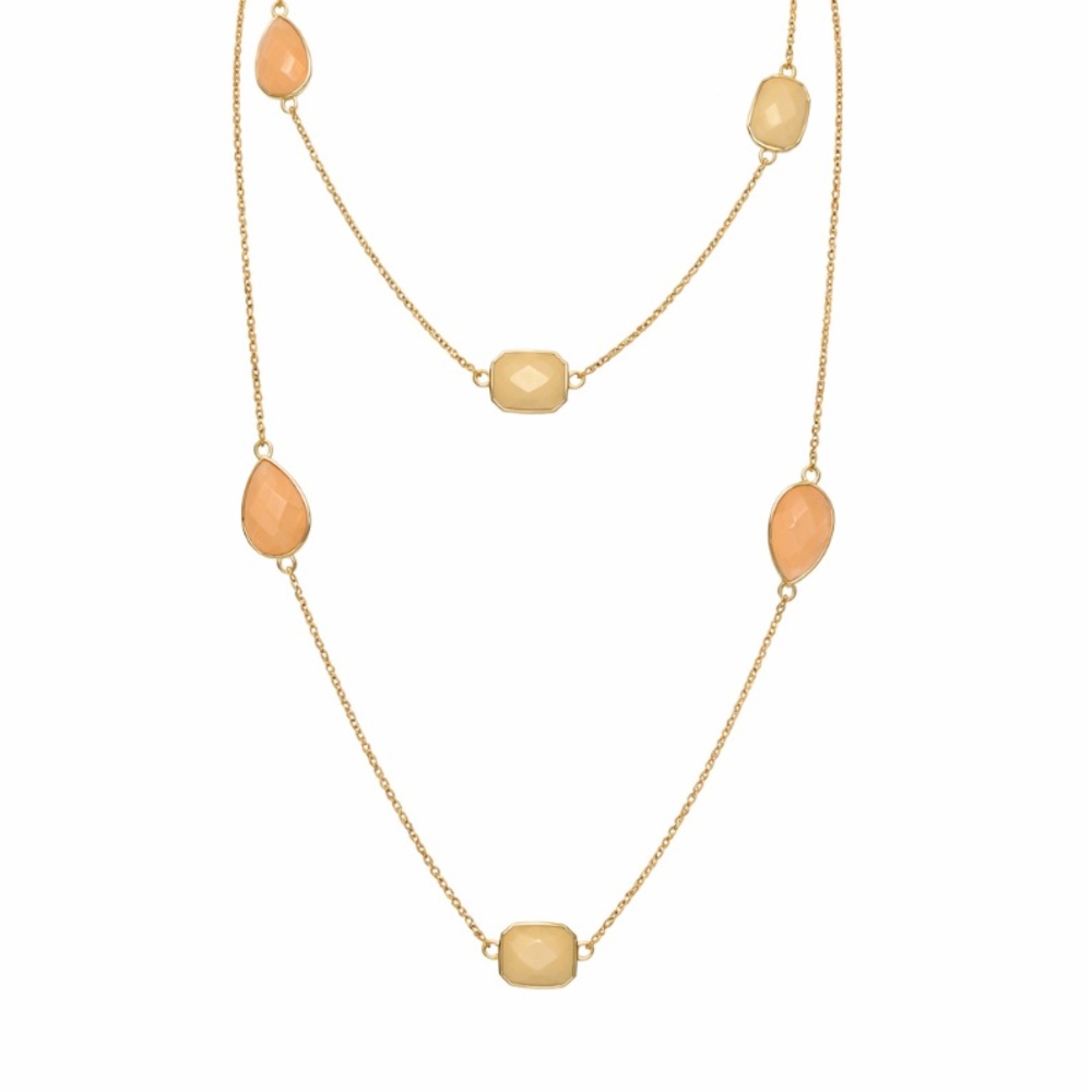 Kate Spade Peach & Cream Ivory Geometric Station Necklace